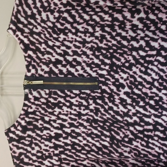 Dana Buchman - Very Thin Knit 3/4 Sleeve Blk/Pink/Whi Print Top Back Zip W-L - Picture 5 of 8